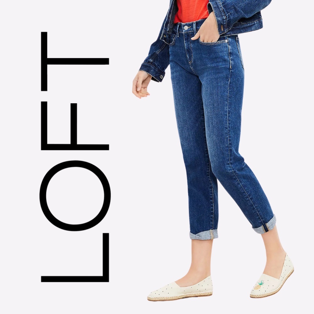 LOFT Original Mid-Rise Girlfriend Indigo Wash Jeans Women’s 2 | 26